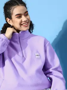 STREET 9 Women Elegant Lavender Solid Sweatshirt