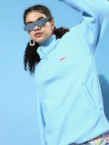 STREET 9 Women Alluring Turquoise Blue Solid Sweatshirt