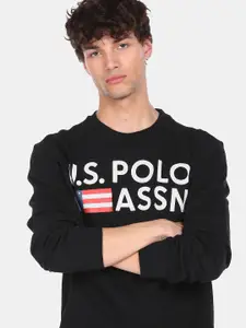 U.S. Polo Assn. Denim Co. Men Black Typography Printed Sweatshirt