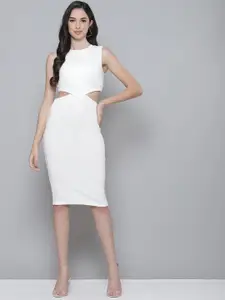 SASSAFRAS White Bodycon Cut Out Dress