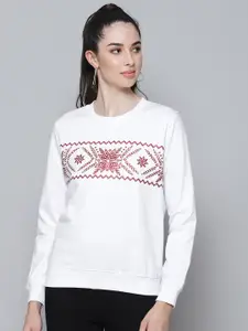SASSAFRAS Women White Printed Sweatshirt