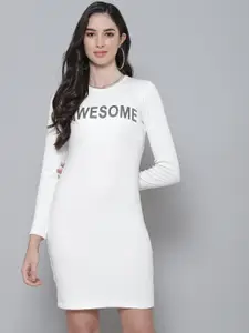 SASSAFRAS White Ribbed Bodycon Dress