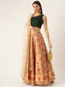 Ethnovog Green  Beige Made to Measure Lehenga  Blouse With Dupatta