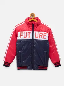 NYNSH Boys Red dark sapphire Padded Jacket with Patchwork