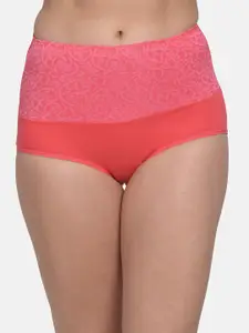 mod & shy Women Coral-Colored Printed Tummy Shapewear MSW17