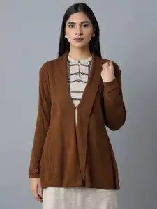 W Women Brown Front-Open Sweater