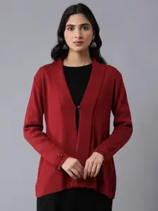 W Women Red Acrylic Front-Open Sweater