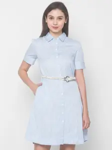 Globus Blue Striped Shirt Style Top