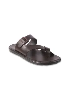 Mochi Men Brown Solid Comfort Sandals
