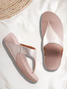 fitflop Women Rose Gold Leather Wedge Sandals