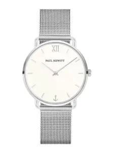 PAUL HEWITT Women White Printed Dial & Silver Toned Stainless Steel Bracelet Style Straps Analogue Watch