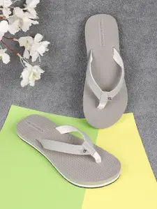 Carlton London Women Grey & White Rubber Thong Flip-Flops