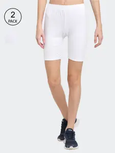 Miaz Lifestyle Women White Set Of 2 Biker Shorts