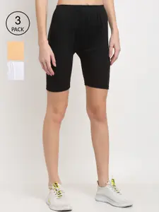 Miaz Lifestyle Women Pack Of 3 Black Cycling Sports Shorts