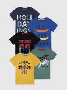 max Boys Pack of 5 Printed Cotton T-shirts