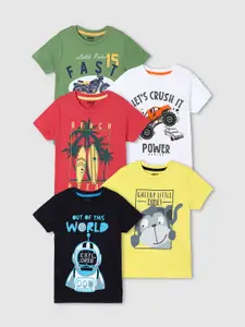 max Boys Pack Of 5 Graphic Printed Pure Cotton T-shirts