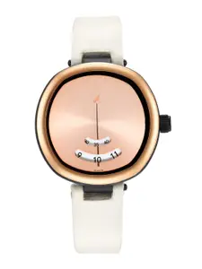 Fastrack Women Rose Gold-Toned Dial & White Straps Analogue Watch 6253PF01