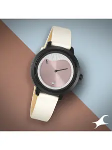 Fastrack Women Copper-Toned Dial & White Straps Analogue Watch 6255PF01