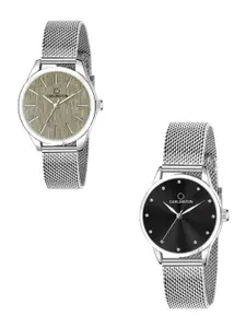 CARLINGTON Women Pack of 2 Stainless Steel Straps Analogue Watch CT2001 Silver-CT2009