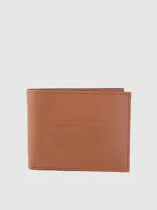 Tommy Hilfiger Men Tan Leather Two Fold Wallet