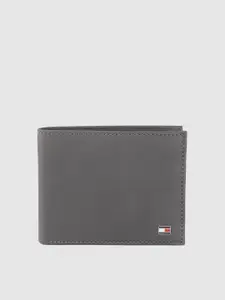 Tommy Hilfiger Men Grey Leather Two Fold Wallet