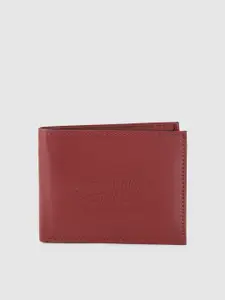 Tommy Hilfiger Men Burgundy Leather Two Fold Wallet