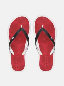 Carlton London Women Red & Black Printed Thong Flip-Flops