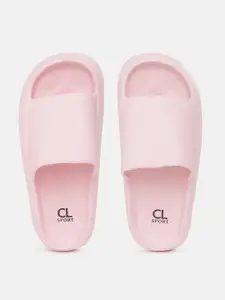Carlton London Women Pink Solid Sliders