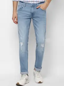 Allen Solly Men Blue Skinny Fit Mildly Distressed Light Fade Jeans