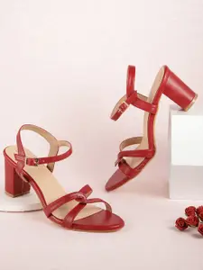 DressBerry Women Red Solid Block Heel Sandals