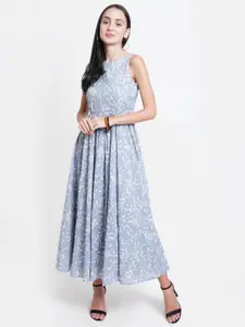 WESTCLO Blue Floral Maxi Dress