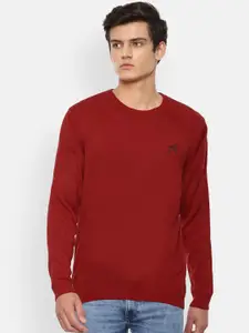 Van Heusen Sport Men Red Pure Acrylic Pullover Sweater