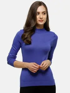 98 Degree North Women Purple Pure Cotton Pullover Sweater