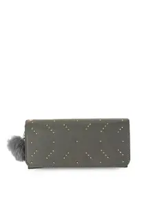 ZEVORA Women Grey Textured PU Two Fold Wallet