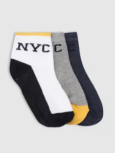 YK Kids Pack Of 3 Patterned Ankle-Length Socks
