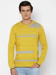 Allen Solly Men Yellow & Grey Cotton Pullover