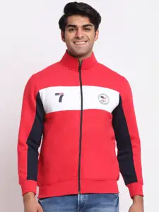 Rodamo Men Red & White Colourblocked Sweatshirt