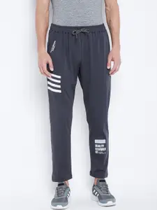 Adobe Men Charcoal Grey & White Solid Track Pants