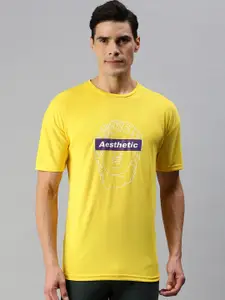 abof Men Yellow & White Printed T-shirt