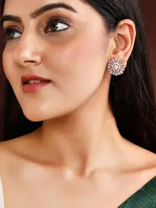 Rubans Rose Gold Crescent Shaped Stud Earrings