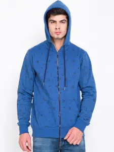 LOCOMOTIVE Blue Printed Hooded Sweatshirt