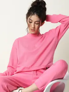 RAREISM Women Pink Solid Sweatshirt