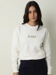RAREISM Women Off White Printed Sweatshirt