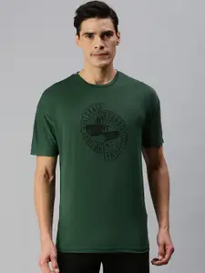 abof Men Olive Green & Black Printed Casual T-shirt