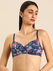 Wacoal Blue Essential Print Abstract Lightly Padded Bra All Day Comfort