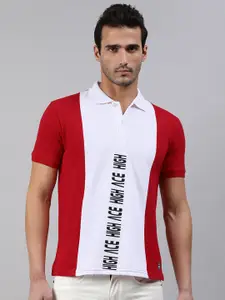 abof Men White & Red Colourblocked T-shirt
