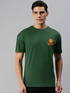 abof Men Dark Green Graphic Printed Round-Neck Casual T-shirt