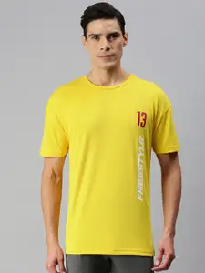 abof Men Yellow Typography Printed T-shirt
