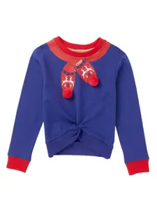 Cub McPaws Girls Blue Printed Sweatshirt
