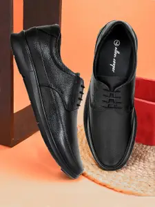 Allen Cooper Men Black Textured Leather Derbys Formal Shoes